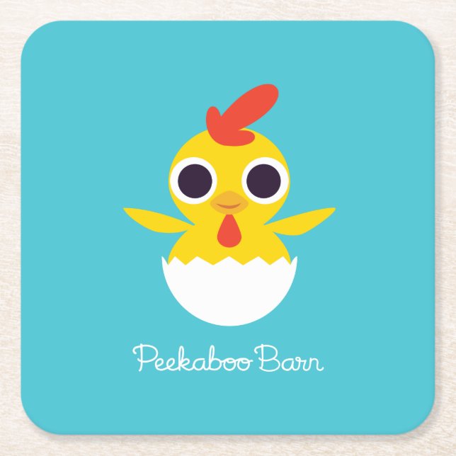 Bandit the Chick Square Paper Coaster (Front)