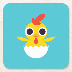 Bandit the Chick Square Paper Coaster