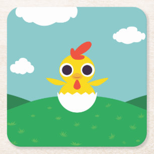 Bandit the Chick Square Paper Coaster
