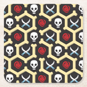Bandit Theme Pattern Square Paper Coaster