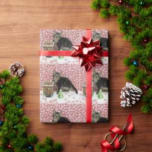 Bandit's Christmas:  Cute Cat Wrapping Paper