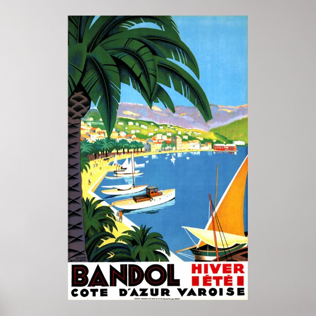 Bandol, Côte d'Azur, France, French coast, vintage Poster (Front)