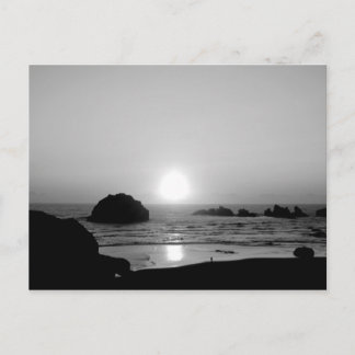 Bandon Oregon Face Rock in Monochrome Postcard