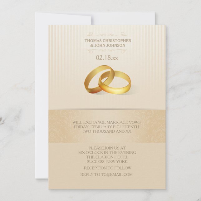 Bands Of Gold Wedding Invitation (Front)