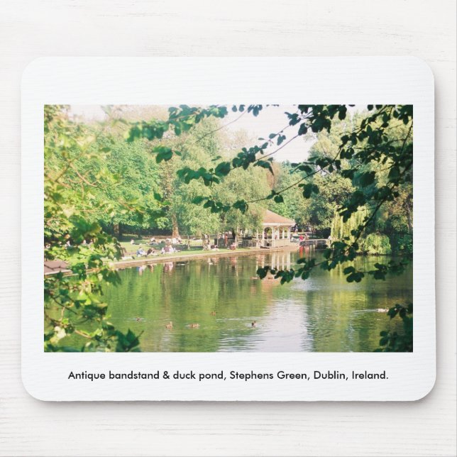 Bandstand & Duck pond, Stephens Green Dublin Mouse Pad (Front)