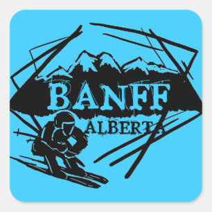 Banff Alberta Canada blue skier logo stickers