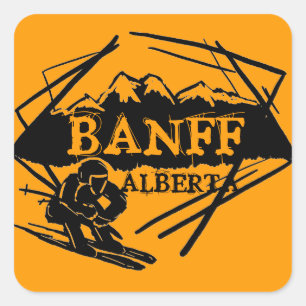 Banff Alberta Canada orange skier logo stickers
