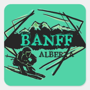 Banff Alberta Canada teal green ski logo stickers