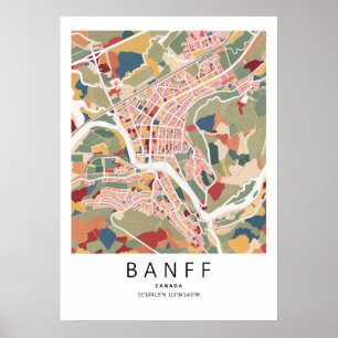 Banff Alberta Map Poster Modern Town Wall Art
