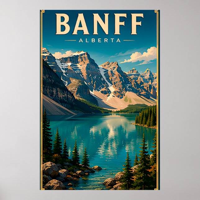 🏔️ Banff Alberta Mountain Lake Poster (Front)
