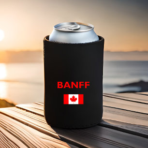 Banff Canada Canadian Flag Dark Colour Can Cooler