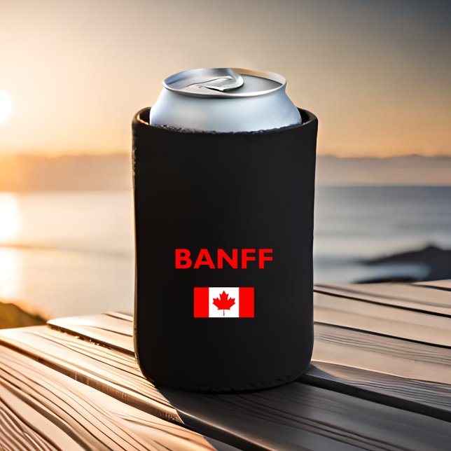 Banff Canada Canadian Flag Dark Colour Can Cooler (Creator Uploaded)