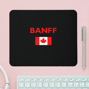 Banff Canada Canadian Flag Dark Colour Mouse Pad