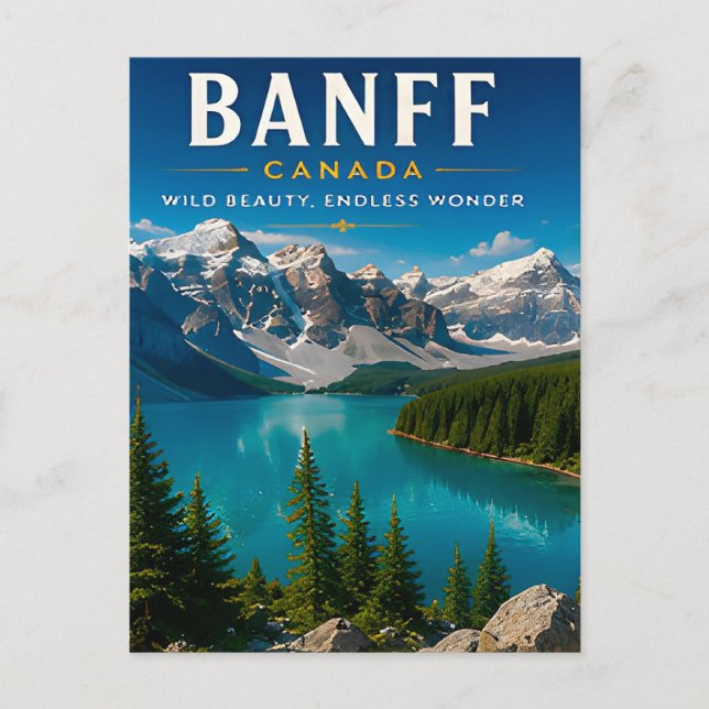 🏔️ Banff Canada Mountain Lake Home Decor 🍁 Postcard (Front)