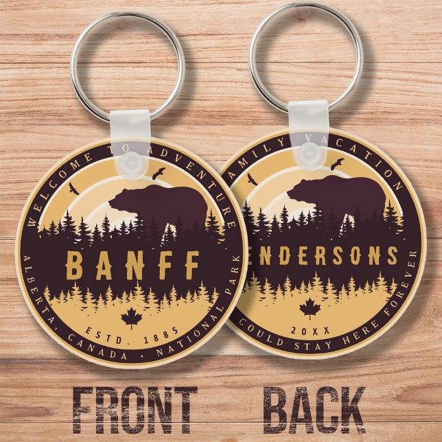 Banff Canada Rocky Mountains Vintage Camping Key Ring (Creator Uploaded)