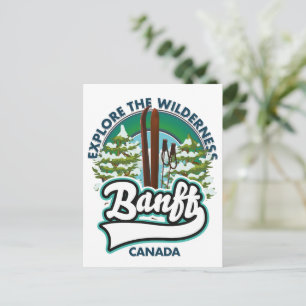 banff canada to ski logo postcard