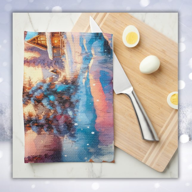 Banff Canada Watercolor Sketch  | Tea Towel (Creator Uploaded)