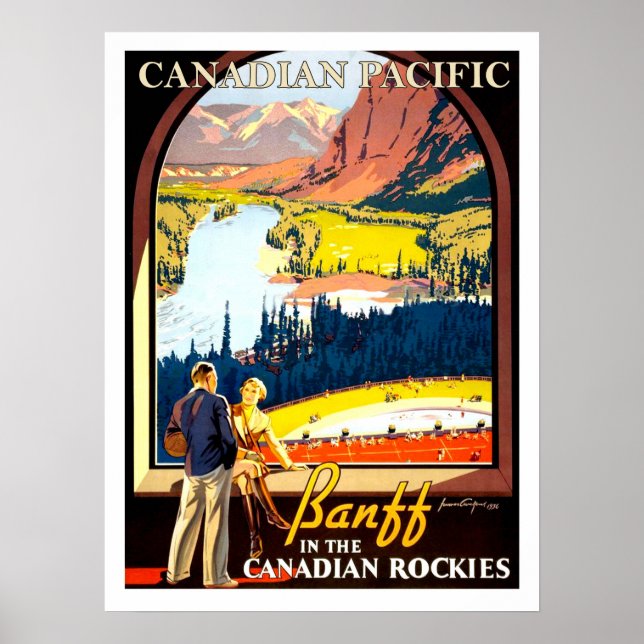 Banff in the Canadian rockies, vintage travel Poster (Front)