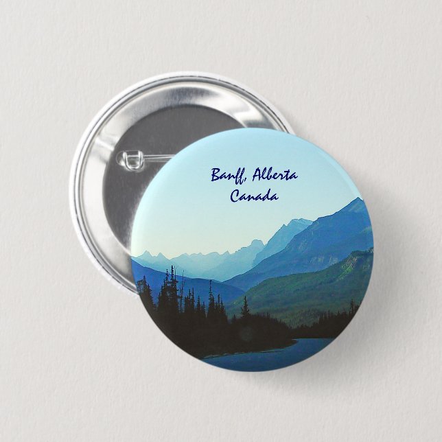 Banff Jasper Blue 6 Cm Round Badge (Front & Back)