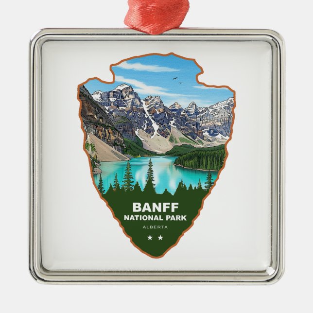 Banff National Park Alberta Arrowhead Metal Tree Decoration (Front)