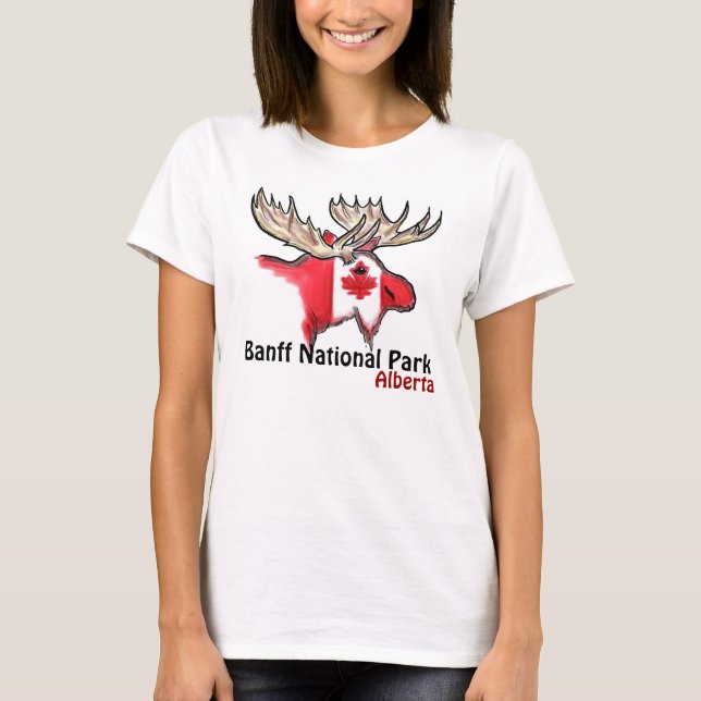 Banff National Park Alberta Canada elk ladies tee (Front)