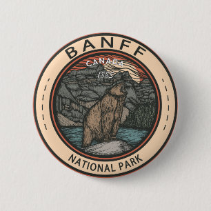 Banff National Park Canada Travel Emblem Vintage 6 Cm Round Badge