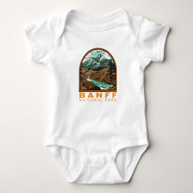 Banff National Park Canada Travel Vintage Baby Bodysuit (Front)