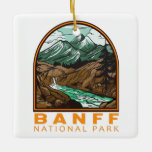 Banff National Park Canada Travel Vintage Ceramic Ornament<br><div class="desc">Banff National Park vector artwork design. The park is Canada’s first national park and is part of the Canadian Rocky Mountain Parks UNESCO World Heritage Site.</div>