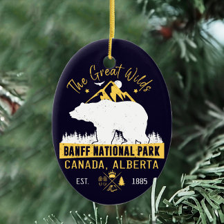 Banff National Park Canada Vintage Distressed  Ceramic Tree Decoration