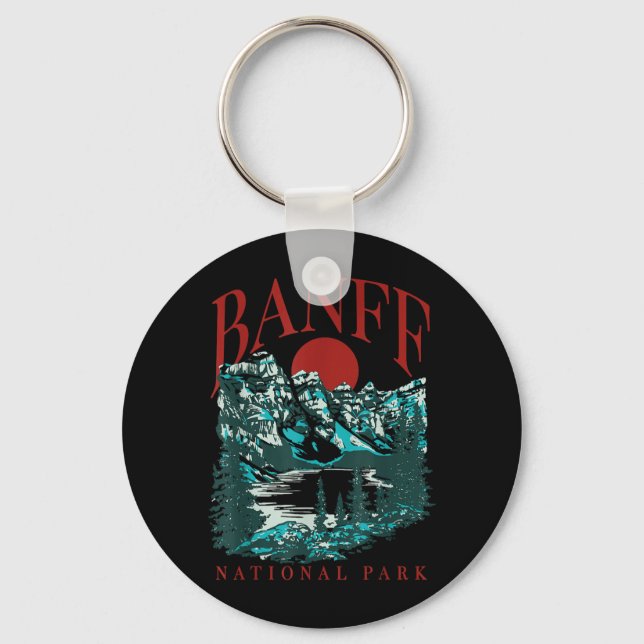 Banff National Park Canada Vintage Inspired Key Ring (Front)