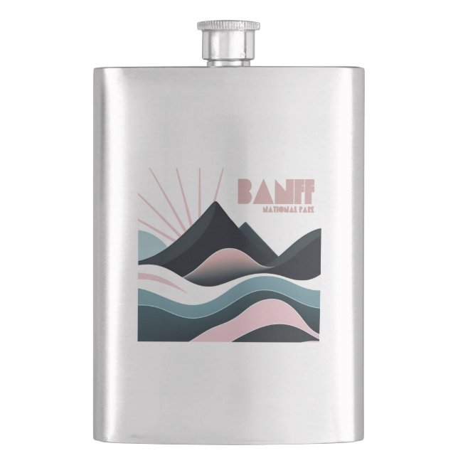 Banff National Park Coloured Hills Hip Flask (Front)