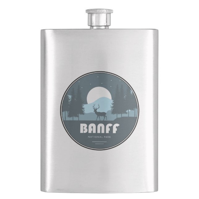 Banff National Park Deer Hip Flask (Front)