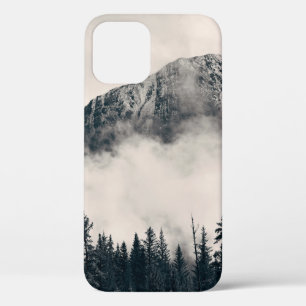 Banff national park foggy mountains and forest in  iPhone 12 case