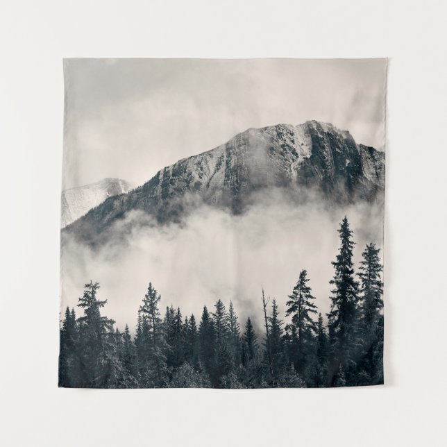 Banff national park foggy mountains and forest in  tapestry (Front)