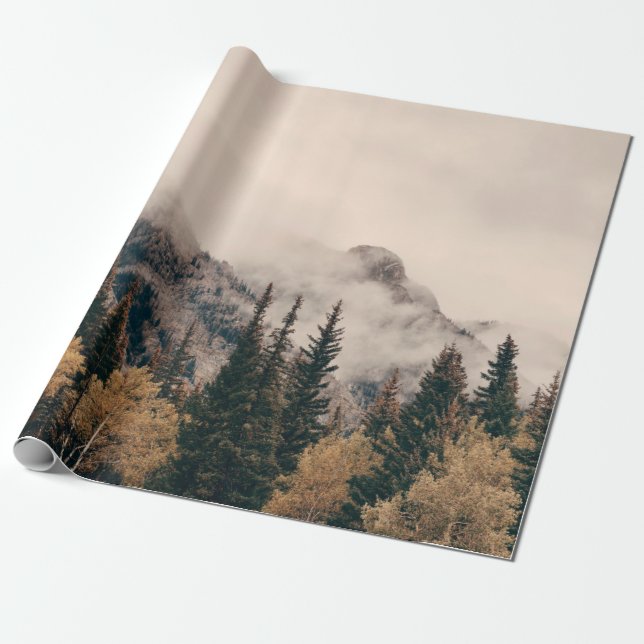 Banff national park foggy mountains and forest in  wrapping paper (Unrolled)