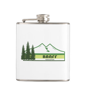 Banff National Park Green Stripes Hip Flask