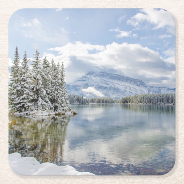 Banff National Park in winter Square Paper Coaster (Front)