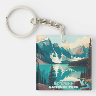 Banff National Park Moraine Lake Retro Key Ring