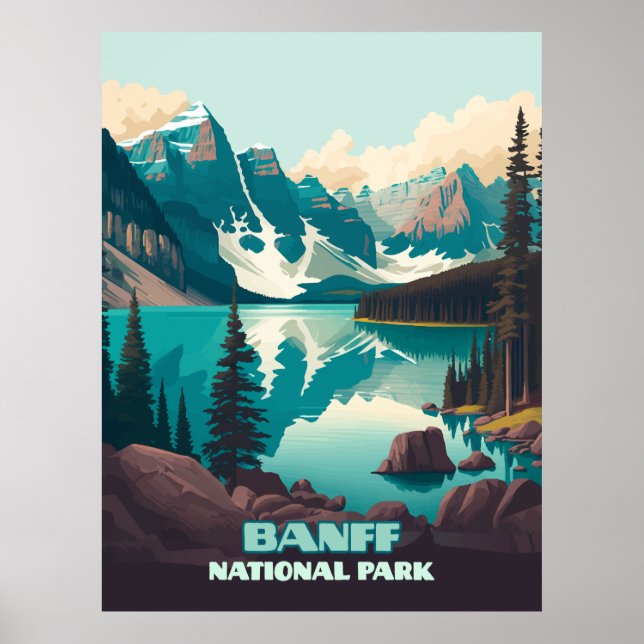 Banff National Park Moraine Lake Retro Poster (Front)