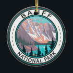 Banff National Park Moraine Lake Vintage Ceramic Tree Decoration<br><div class="desc">Banff National Park vector artwork design. The park is Canada’s first national park and is part of the Canadian Rocky Mountain Parks UNESCO World Heritage Site.</div>