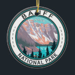 Banff National Park Moraine Lake Vintage Ceramic Tree Decoration<br><div class="desc">Banff National Park vector artwork design. The park is Canada’s first national park and is part of the Canadian Rocky Mountain Parks UNESCO World Heritage Site.</div>