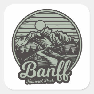 Banff National Park Mountain Trail Square Sticker