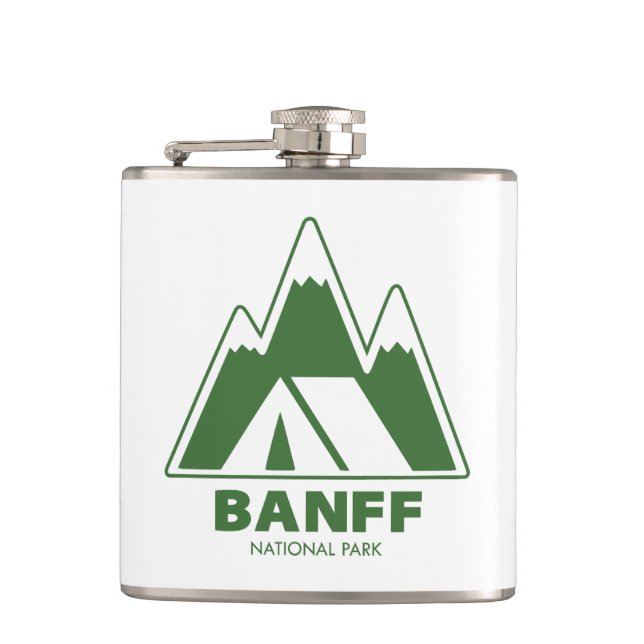 Banff National Park Mountains Camping Hip Flask (Front)