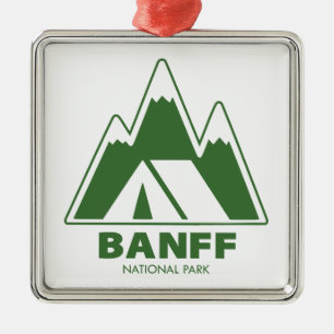 Banff National Park Mountains Camping Metal Tree Decoration