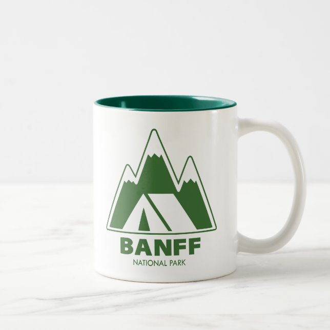 Banff National Park Mountains Camping Two-Tone Coffee Mug (Right)