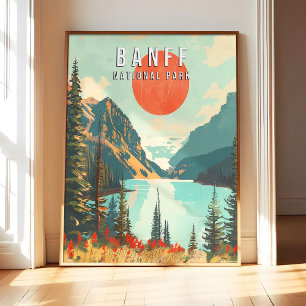 Banff National Park Poster Art Print, City Retro