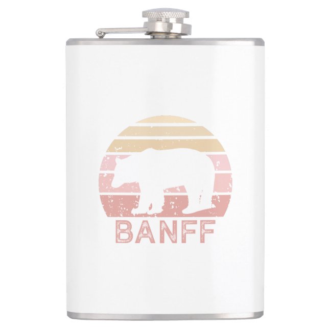 Banff National Park Retro Bear Hip Flask (Front)