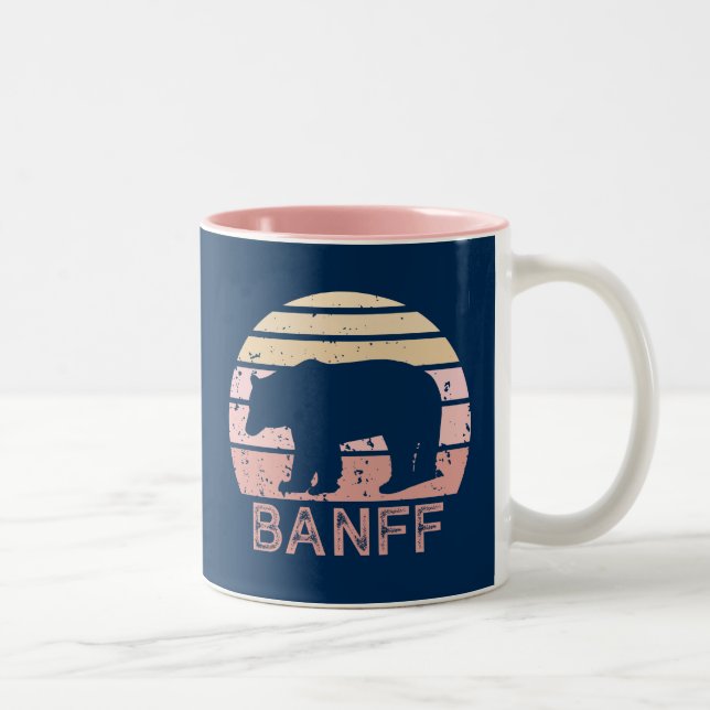 Banff National Park Retro Bear Two-Tone Coffee Mug (Right)