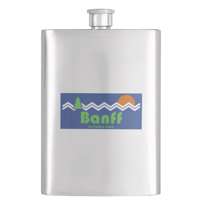 Banff National Park Retro Hip Flask (Front)