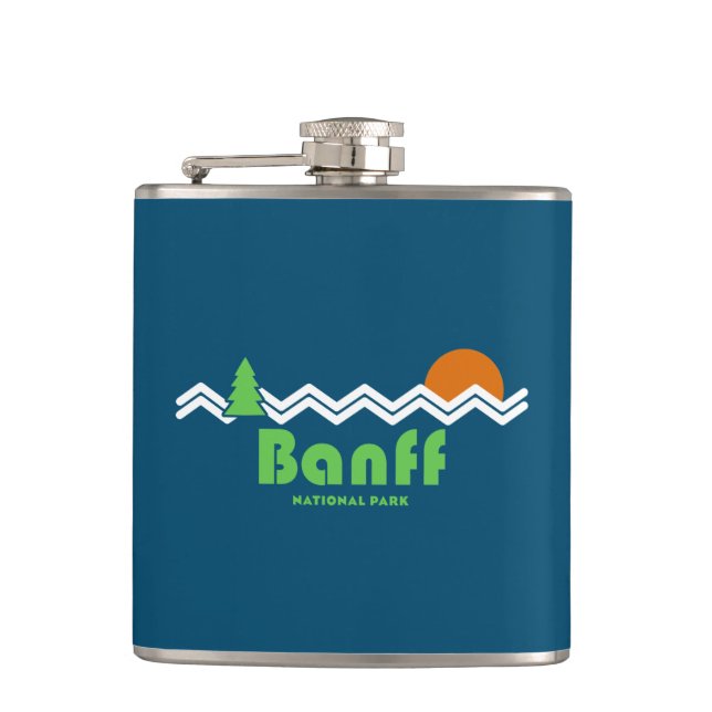 Banff National Park Retro Hip Flask (Front)